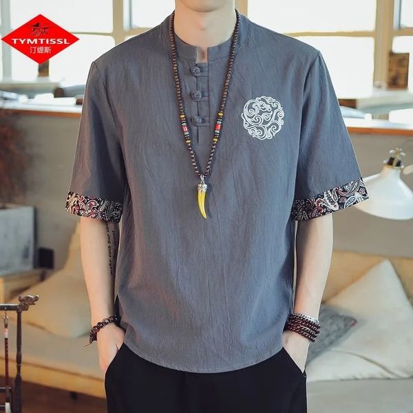 

wzplzj 5 color cotton men chinese mascot costume summer embroidery clothingtangsuit wushu male clothes stage performance party clothing folk, Red;yellow
