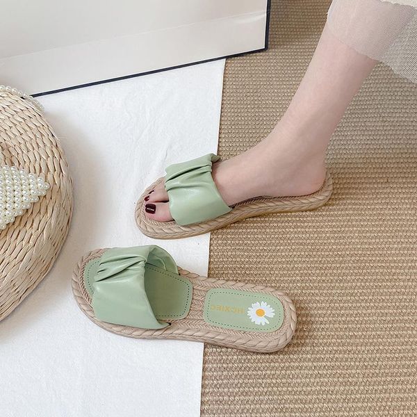 

shoes woman 2021 slippers flat luxury slides shale female beach low pantofle summer designer soft sabot pu rome basic, Black