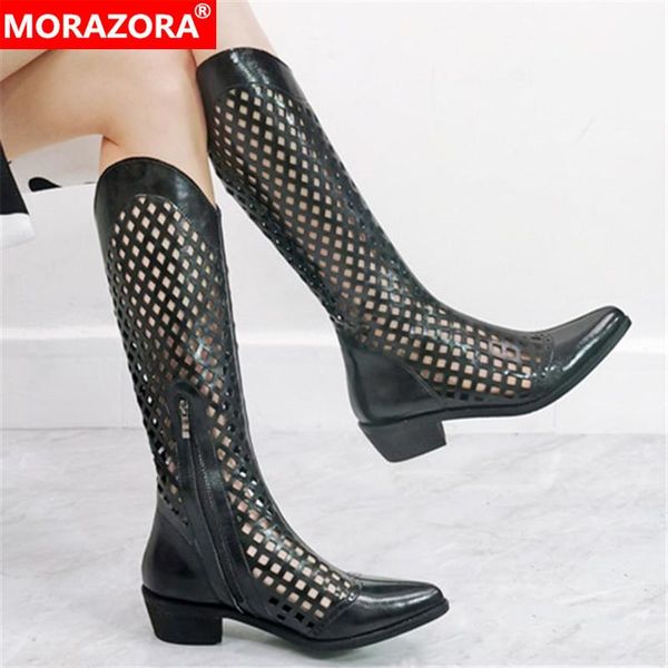 

2021 genuine leather boots women fashion knee spring autumn ladies black white