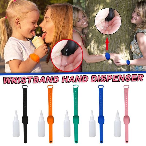 

reusable wristbands hand sanitizer dispensing portable bracelet wristband dispenser 10ml wrist support cleaning tools q40, Black;red