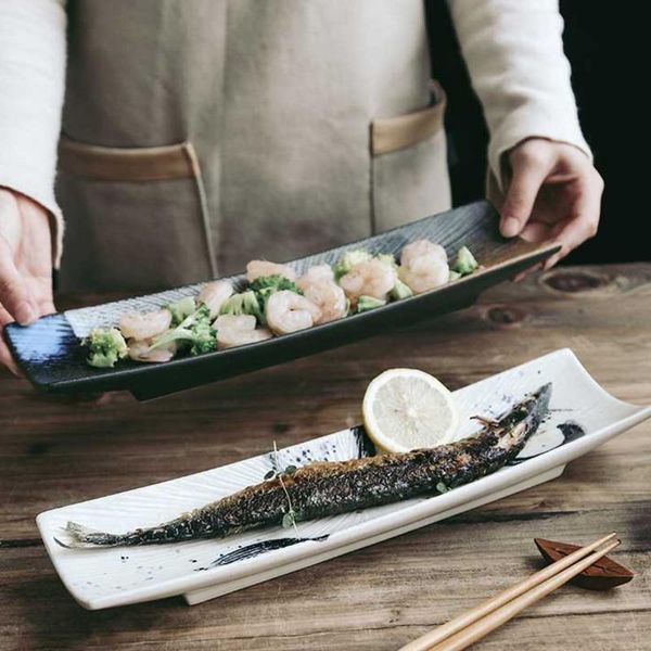 

dishes & plates sushi plate ceramic rectangular creative japanese cuisine pastry hand-painted home kitchen storage decorative