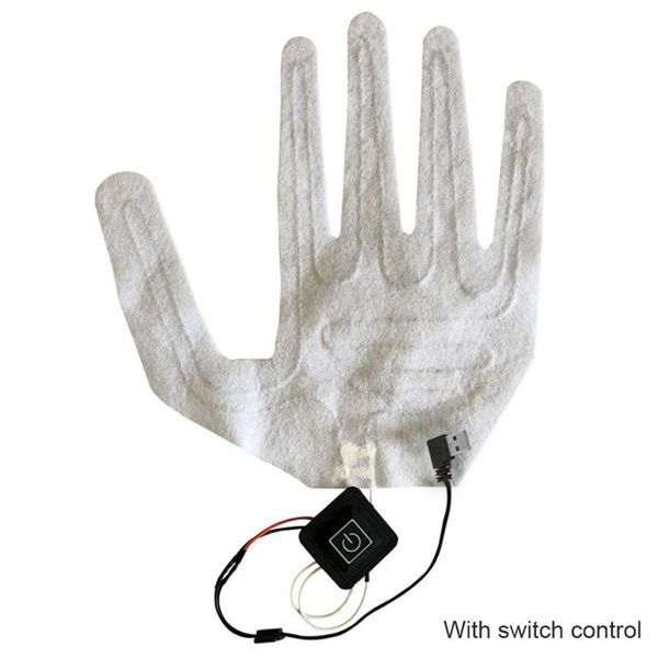 

cycling gloves 1pc usb heated winter warm five-finger heating pad electric film glove sheet, Black
