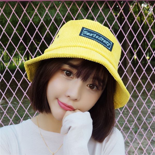 

autumn and winter corduroy fisherman's female summer versatile sunscreen basin sunshade art hat children