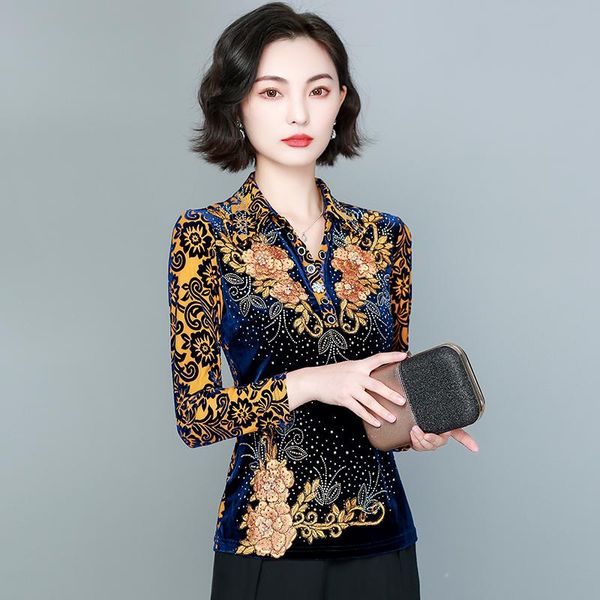 

women's blouses & shirts blouse women winter 2021 office lady korea style print long sleeve embroidery straight blusas womens and, White