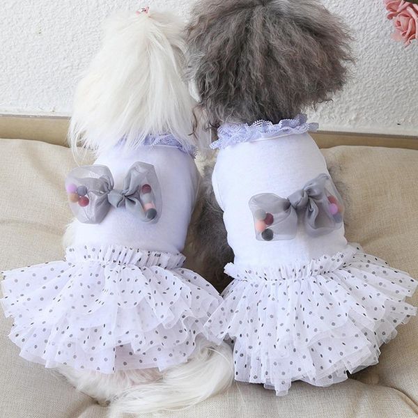 

dog apparel summer dresses with lovely bowknot teddy puppy wedding dogs pet accessories for supply