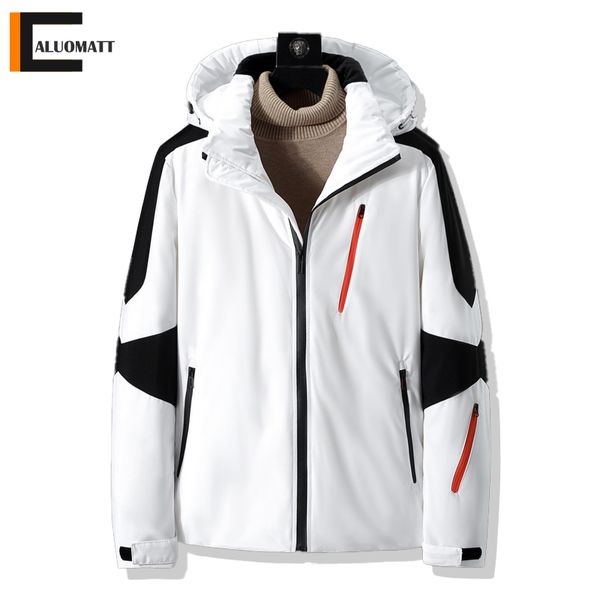 

-20 degree winter men's down jackets casual hooded white duck jacket outdoor thick warm patchwork windproof snow coats, Black
