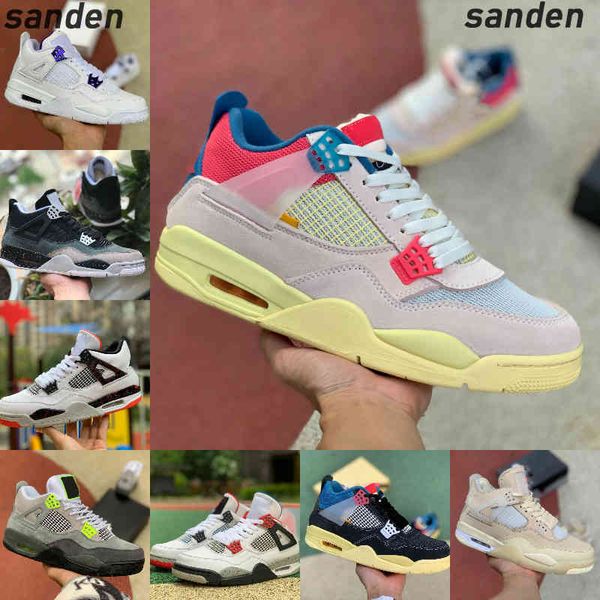 

2021 new high 4 4s basketball shoes men women cream sail the white cement bred court purple union la guava ice rasta cavs sports shoe d4, Black