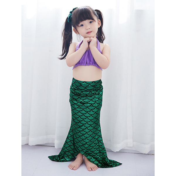 

baby mermaid princess cute bikini tail girl split swimsuit, White;black