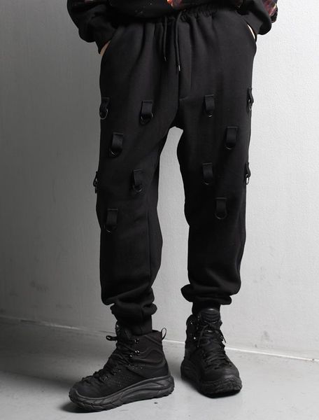 

men's pants fashionable trend versatile casual show thin multi ring jogging wei harem personalized m, Black