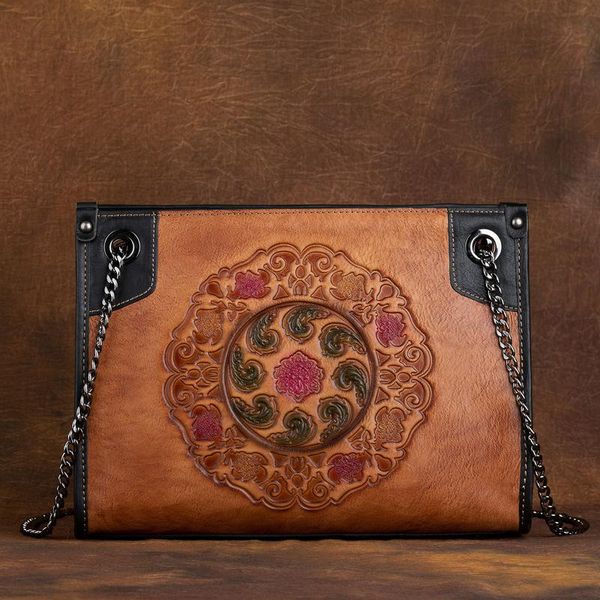 

evening bags 2021 autumn and winter woman's one-shoulder portable messenger bag retro style three-dimensional embossing simple casual