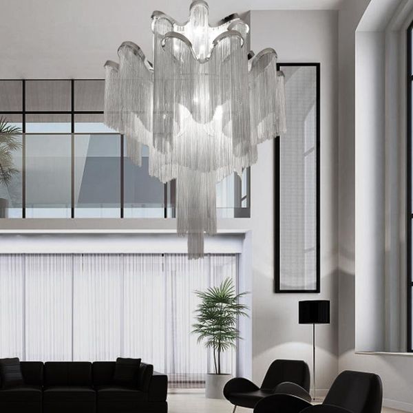 

pendant lamps modern home decor tassel lights lighting engineering luxury aluminum chain fringe living room hall corridor hanging lamp