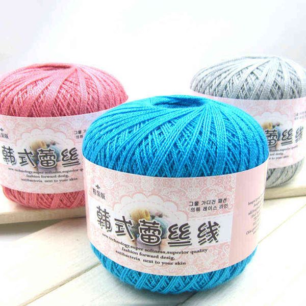 1 pc 50g / pc laço quente crochet fio fino fio de algodão 08 # por 0,8mm para mão de tricô crianças cobertor pano fio y211129