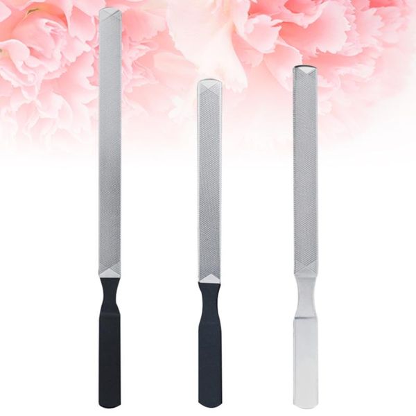 

nail files 3pcs stainless steel manicure diy art tools practical polishing file for home (black, sliver