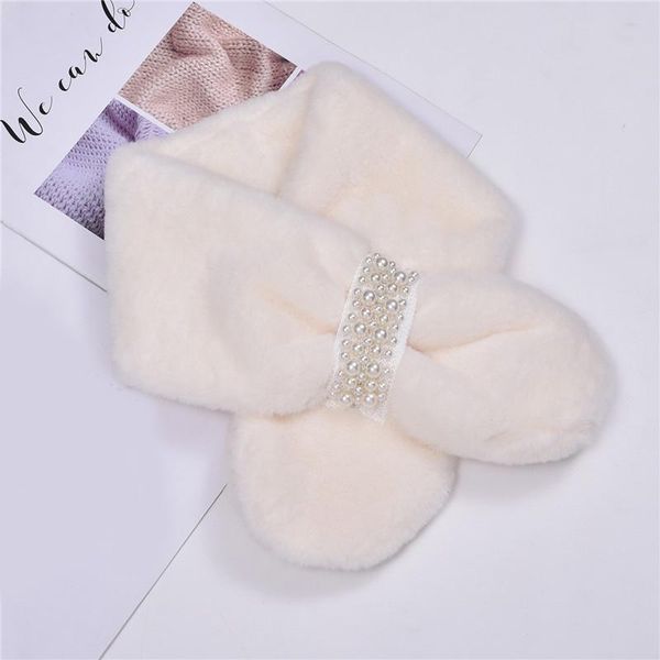 

scarves soft designer pearl faux fur cross scarf for women winter thick warm neck collar headscarf hijab bandana, Blue;gray
