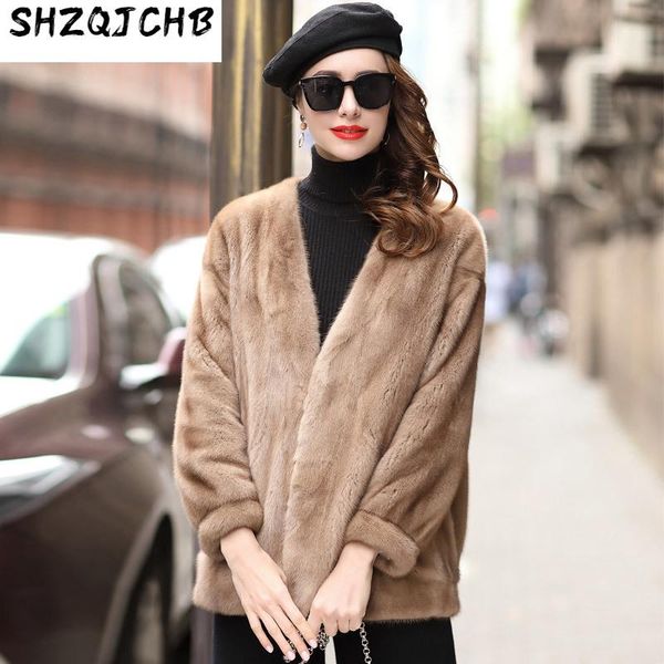

women's fur & faux jchb 2021 simple fashionable mink coat casual, Black