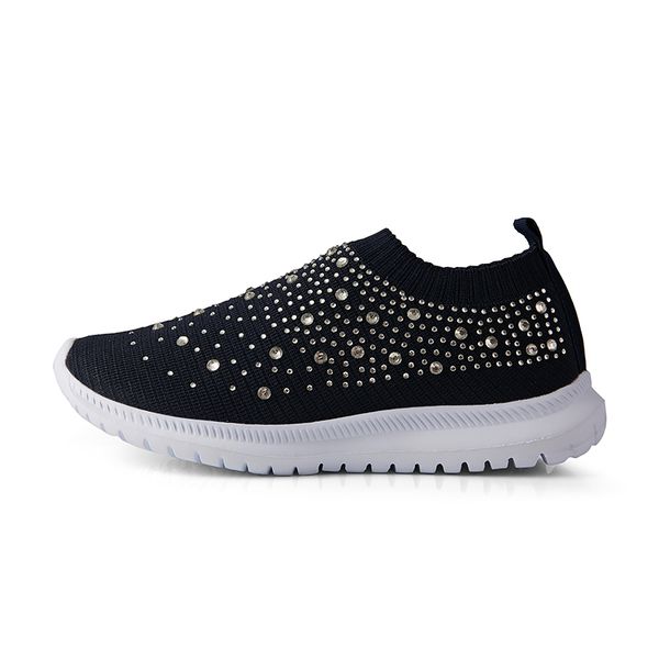 

fashions womens shoes larges size rhinestones socks colors matchings thick-soled old couple shoe sports sneaker woman trainers sneakers, Black