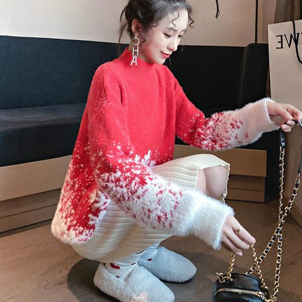 

women's sweaters autumn winter christmas sweater ladies knitted jumper pullover women snowflake elk print pullovers, White;black