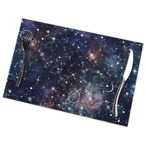 

mats & pads 6 pcs placemat space starry sky fabric table tableware kitchen tool