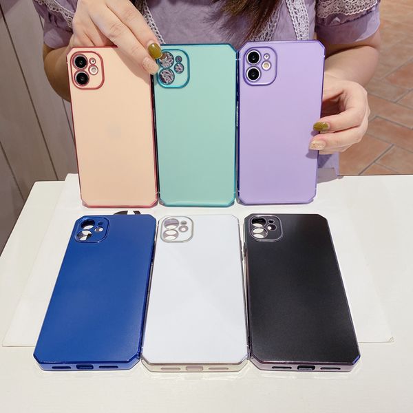 

luxury plating 1.5mm soft tpu shockproof cases pure color jelly edge clear full protection cover for iphone 13 12 11 pro max xr xs 7 8 se2 6