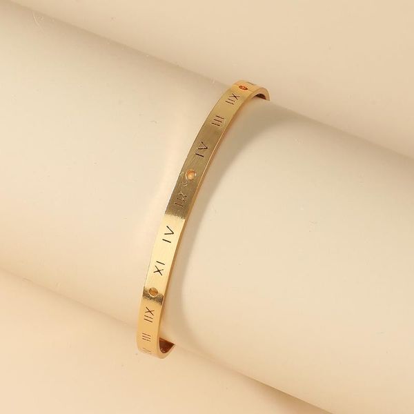 

bangle fashion opening titanium steel bangles gold carving roman numeral numerals women's bracelet, Black