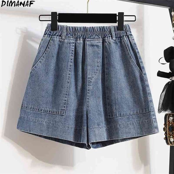 

plus size women shorts pants female elastic fashion solid jeans denim summer style korea wide leg oversize 5xl 210531, White;black