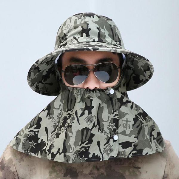 

wide brim hats women's cap camouflage outdoor fishing sun visor men's hat summer panama climbing man earflap ladies, Blue;gray