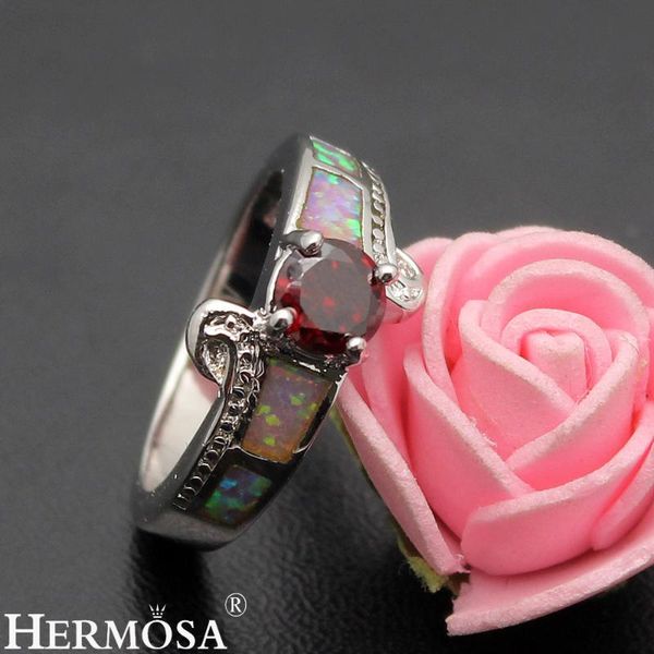 

wedding rings hermosa jewelry mystic fire australian opal garnet sweetie ring size 8 df54 perfect christmas gift, Slivery;golden