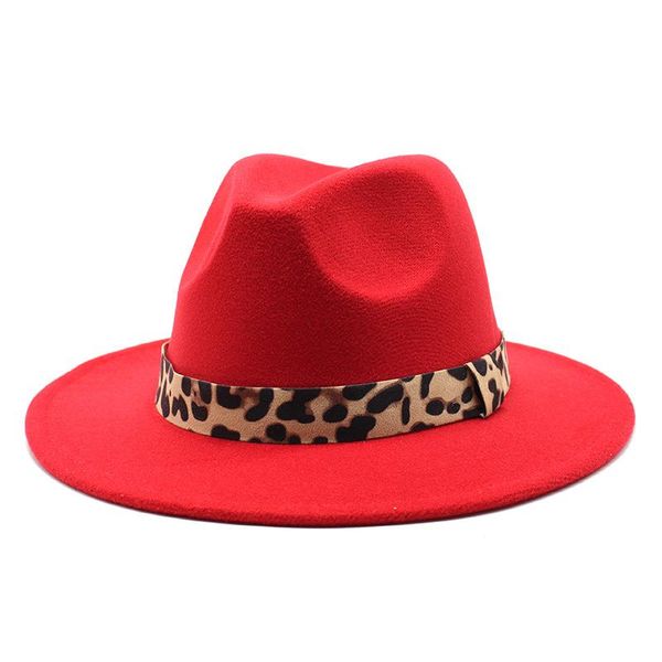 

wide brim hats classic red fedora hat leopard print ribbon women's jazz straight edge big fall/winter men's panama, Blue;gray