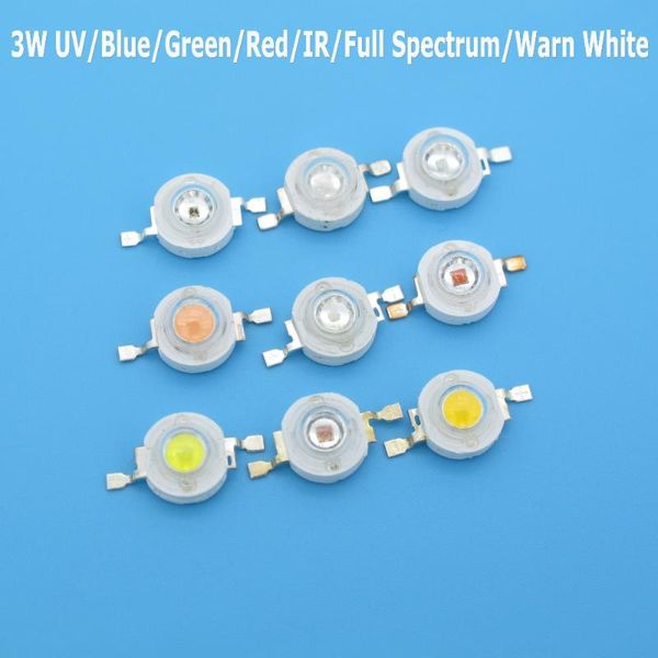 

10pcs 3w high power 395nm 410nm 440nm 520nm 660nm 730nm 850nm full spectrum warm white cob led beads for grow light diy lights