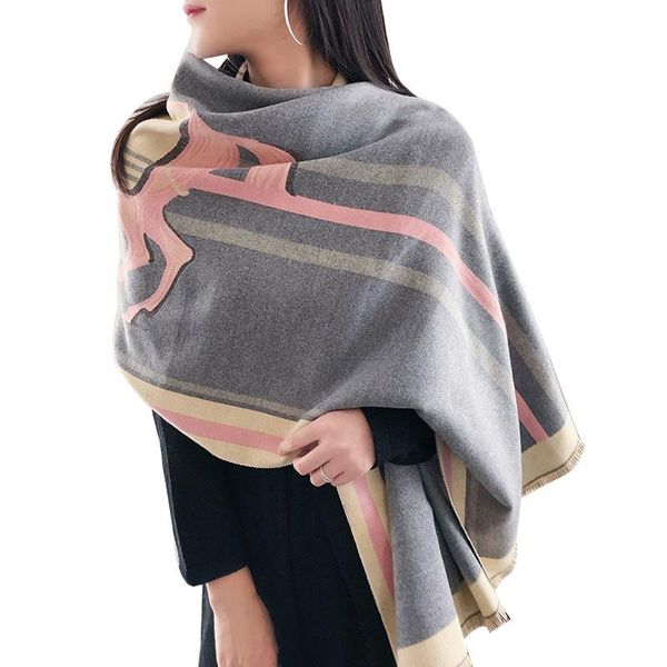 

scarves luxury winter wool scarf cashmere thick soft warm pashmina female shawl wraps bufanda echarpe hiver cicartiz invierno, Blue;gray