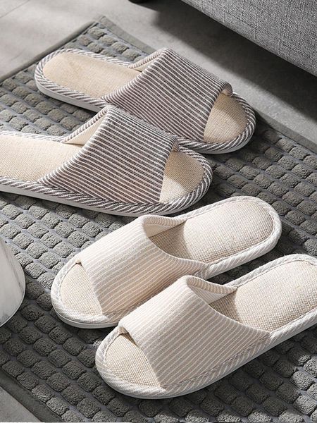 

slippers summer comfortable women home shoes men house cotton slides for bedroom couple indoor, Black