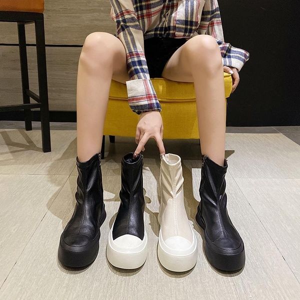 

boots women's british short spring and autumn single 2021 versatile casual thick soled fashionable, Black