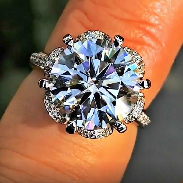 

cluster rings luxury female crystal zircon stone ring cute simple finger wedding band promise engagement for women, Golden;silver