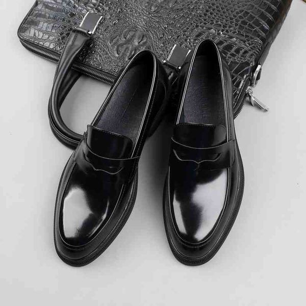 

dress shoes men loafers handmade luxury real cow leather slip on mens casual quality driving footwear for autumn spring 1yy4, Black