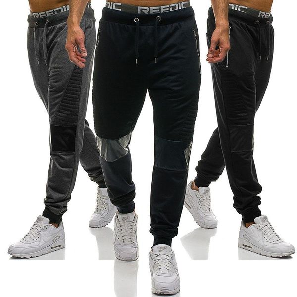 

men's pants fashion personality leather sweatpants arrival spring autumn men clothing, Black