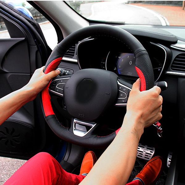 

1pc for kadjar 2021-2021 koleos steering wheel cover hand sewing decorative covers