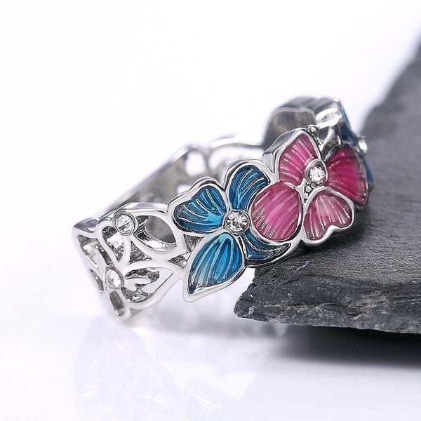 

wedding rings huitan wreath women ring colorful butterfly flower spring party versatile finger for bride fashion accessories, Slivery;golden