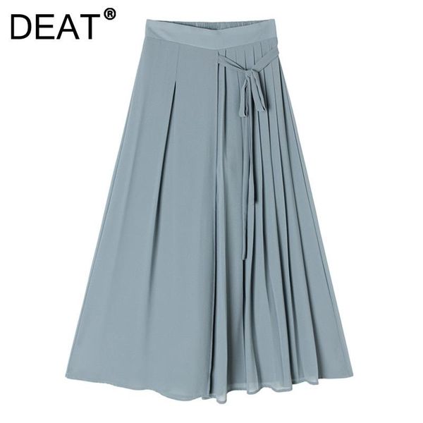 

women's pants & capris deat 2021 summer fashion tide elastic high waist solid color folds temperament elegant chiffon wide leg women 13, Black;white
