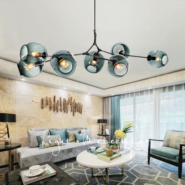 

nordic modern led glass chandelier industrial lamp ceiling lighting for living room bedroom hanging light fixtures chandeliers