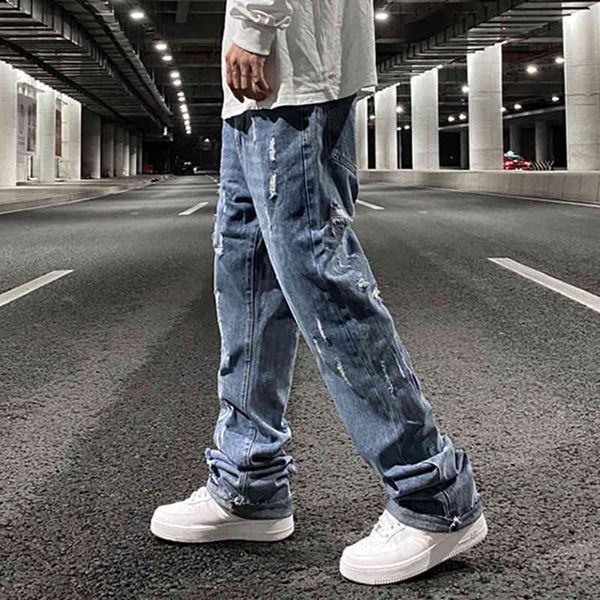 

men's high street casual harajuku style loose oversized jeans, Blue