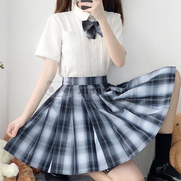 

clothing sets [scorpio] long sleeve jk uniform female full suit summer autumn white shirt original plaid pleated skirt school girl clothes