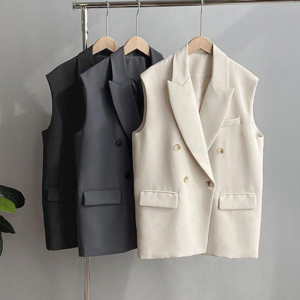 

women's vests autumn long vest jacket women sleeveless blazer feminino quilted veste femme fashion button outwear 2021, Black;white