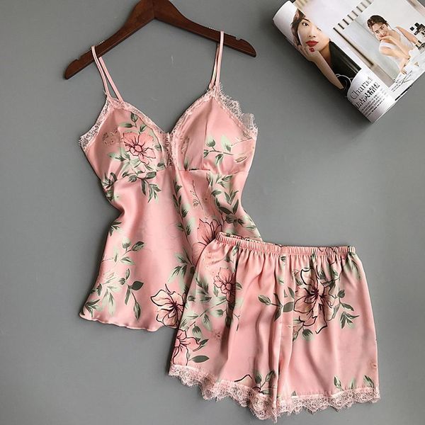 

women girl summer pajama sets shorts babydoll sleepwear lingerie silk satin nightwear sleepwear set, Black;white