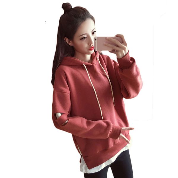 

hoodie female moletons spring korean autumn loose with hood lazy wind long-sleeved false two-piece hoodies lq304 inye, Black