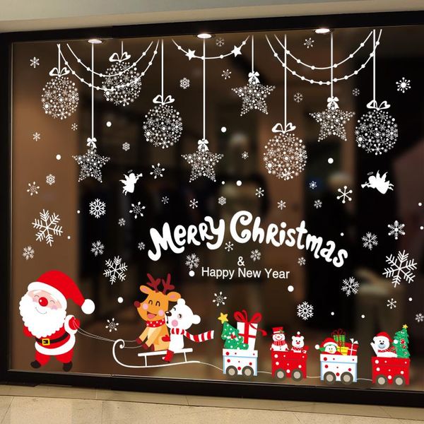 

wall stickers [shijuekongjian] christmas glass sticker diy santa claus decals for living room nursery home window festival decoration