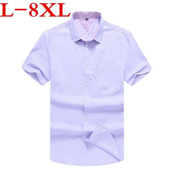 

big size 8xl9xl plaid summer fashion chemise homme mens checkered shirts short sleeve shirt men blouse men's casual, White;black
