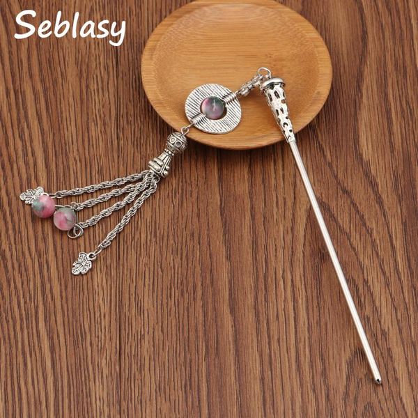 

hair clips & barrettes seblasy fashion bohemian jewelry geometric round beads flowers tassel hairpin for women headband femme bijuterias gif, Golden;silver