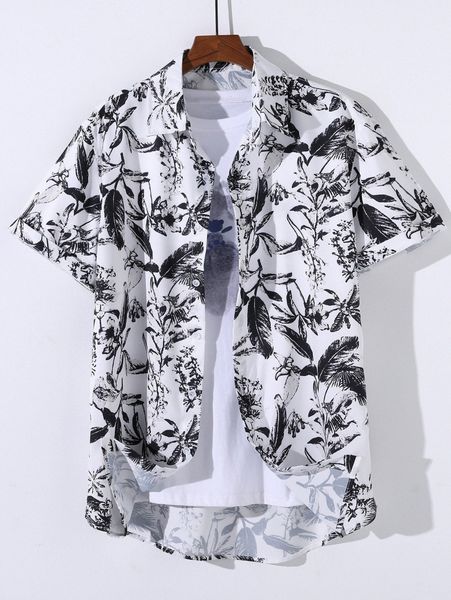 

men random tropical print shirt without tee a3av#, White;black