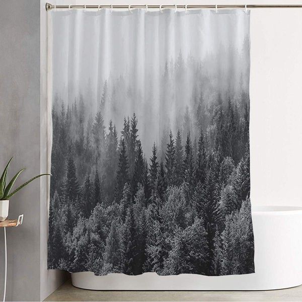 

bathroom shower curtain spooky pine misty forests woods evergreen forest mist coniferous trees ethereal nature dawn shadow