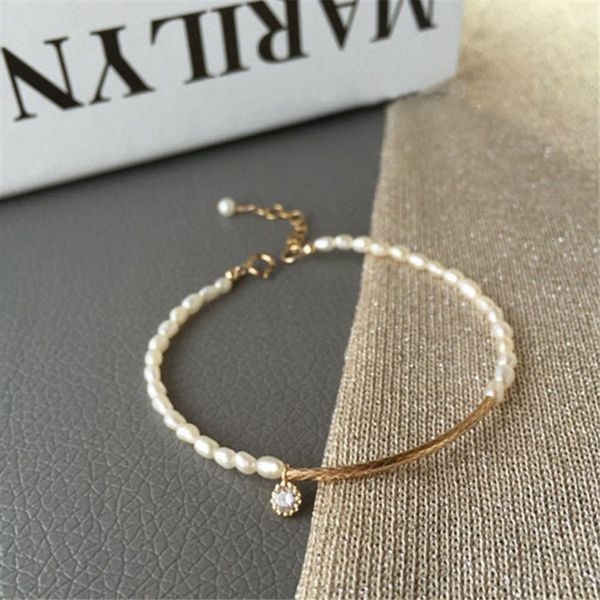 

anklets natural millet freshwater pearl bracelet 14k gold diamond sweet female american, Red;blue
